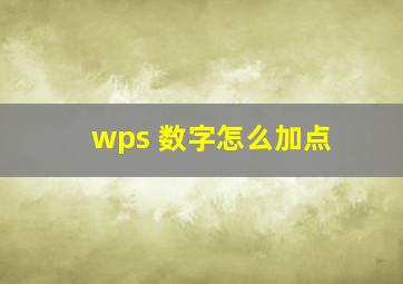 wps 数字怎么加点